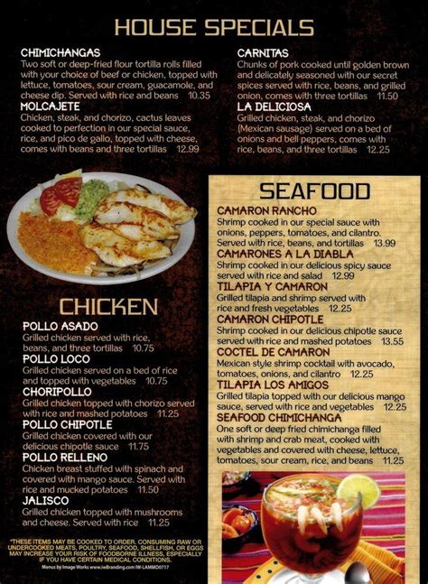 Menu at Los Amigos Mexican Restaurant, Hagerstown, 29 N Burhans Blvd