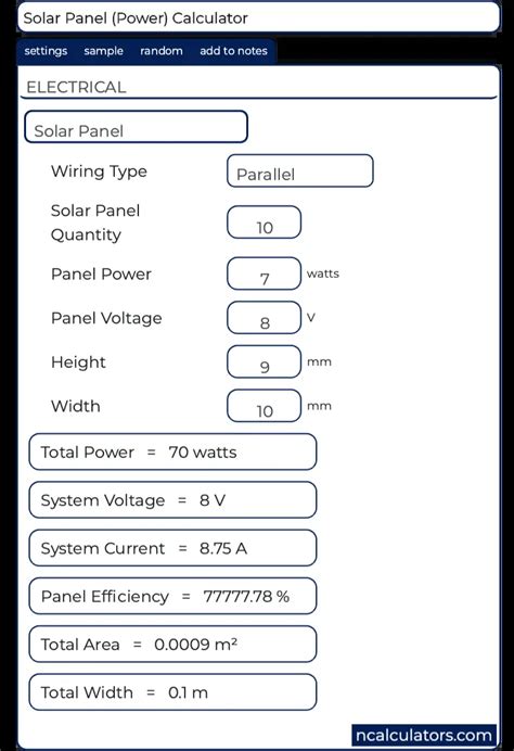 Solar Panel Power Calculator