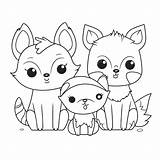 Cute Fox Family Coloring Pages To Color Outline Sketch Drawing Vector  sketch template