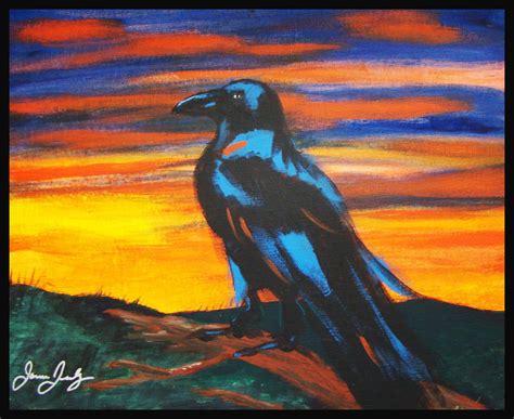 Sunset Raven prints and cards of the painting on Etsy under ...