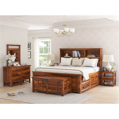 Mission Modern Solid Wood Full Size Platform Bed 7pc Bedroom Set