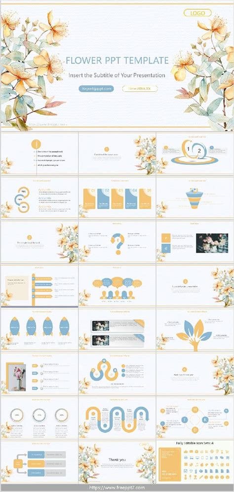 Fresh watercolor flowers PPT Templates & Google Slides