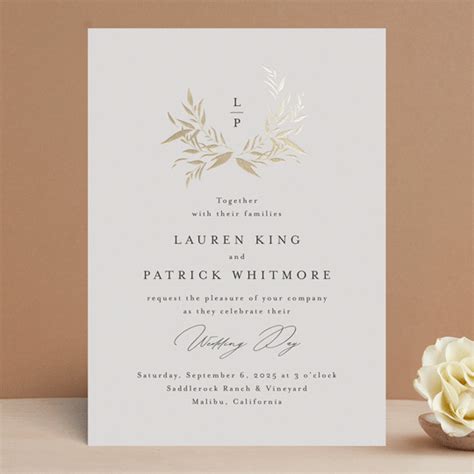 Natural Monogram Foil-Pressed Wedding Invitations by Jennifer Postorino ...