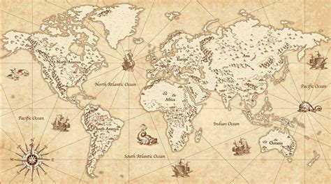 Vintage World Map Wallpaper Mural