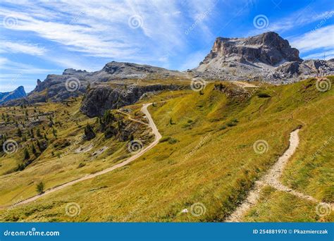 Beautiful Mountain Landscape and Hiking Trails Near Cinque Torri Rock ...