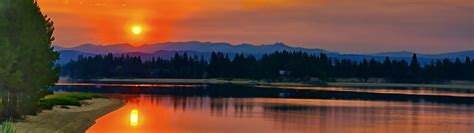 3840x1080 Resolution Lake Cascade HD Sunset 3840x1080 Resolution ...