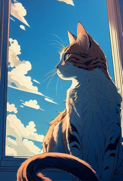 Premium Photo | Gato manga anime, comic, mirando por la ventana | Cute anime cat, Anime animals ...