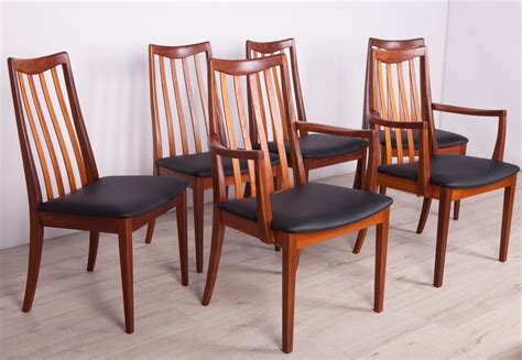 Set of 6 Mid Century Teak & Leather Dining Chairs by L. Dandy for G-Plan, 1960s | #136524