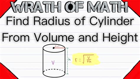 Find Radius of a Cylinder from Volume and Height | Geometry - YouTube