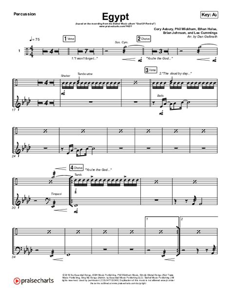 Egypt Percussion Sheet Music PDF (Bethel Music / Cory Asbury ...