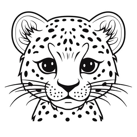 Cheetah Head With Spots Coloring Page Outline Sketch Drawing Vector, Wing Drawing, Ring Drawing ...