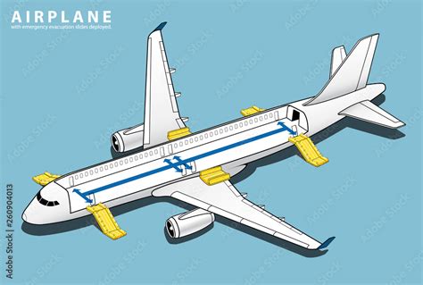 Isometric Plane Crash Airplane Slide . Airbus Window Rescue. emergency evacuation slides ...