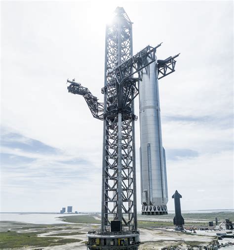 Mechazilla Lifts a Super Heavy With all 33 Engines Onto the Launchpad ...