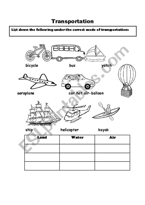 Modes of transportation - ESL worksheet by YousraASR