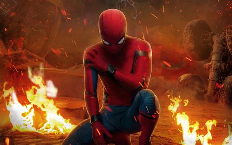 Spider-Man: Homecoming, Spider-Man, Tom Holland, comic, 2K, frame, fire ...