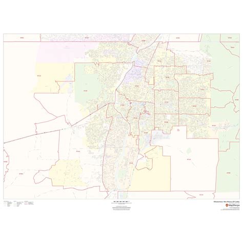 Albuquerque, New Mexico - Zip Codes by Map Sherpa - The Map Shop