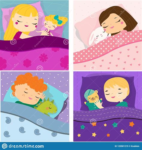 Set Of Kids Sleeping In Different Poses. Bedtime. Vector Illustration | CartoonDealer.com #88804038