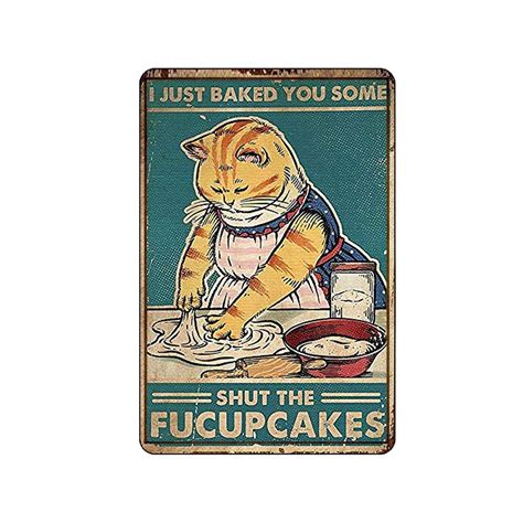 Tin Sign Funny Metal Portrait Poster Kitty Biscuits We Knead - Etsy