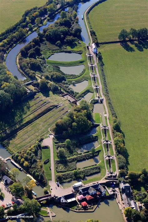 aeroengland | aerial photograph of Foxton Locks , a staircase of 10 locks on the Grand Union Canal