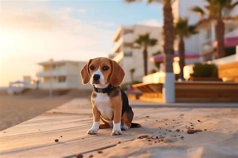 Premium AI Image | Cute Beagle Playing Outdoor And Copy Space