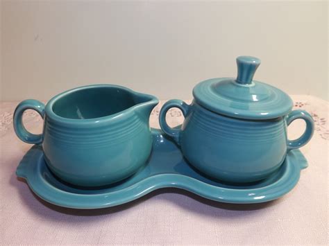 Vintage Fiestaware Serving Set Creamer Sugar Bowl with Lid