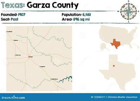 Map of Garza County in Texas Stock Vector - Illustration of nation, infographic: 122606371