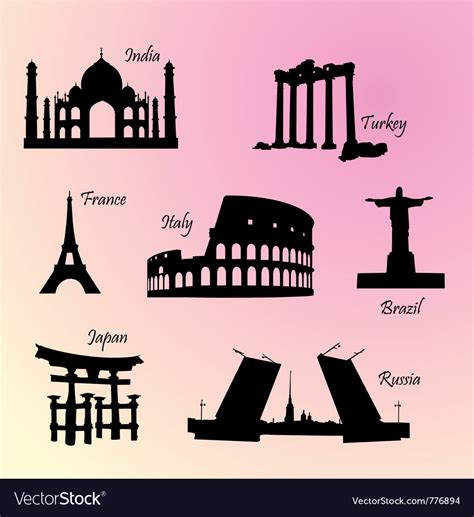 Landmarks countries of the world Royalty Free Vector Image