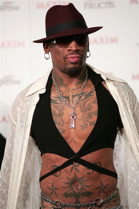 Dennis Rodman's tattoo collection includes a very graphic one