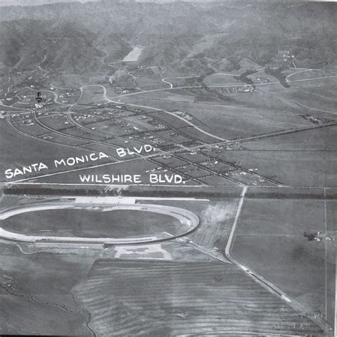 Aerial shot showing Beverly Hills and Los Angeles Speedway, 1920