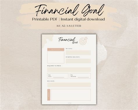 Financial Goal Tracker Savings Tracker Debit Tracker - Etsy