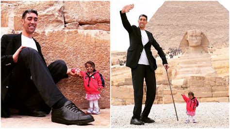 When the world's tallest man and shortest woman met in Egypt | Guinness ...