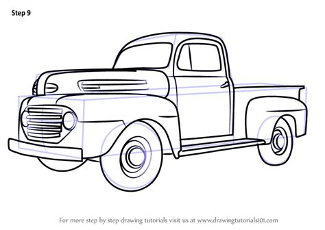 Learn How to Draw Vintage Truck v2 (Vintage) Step by Step : Drawing Tutorials | Vintage truck ...