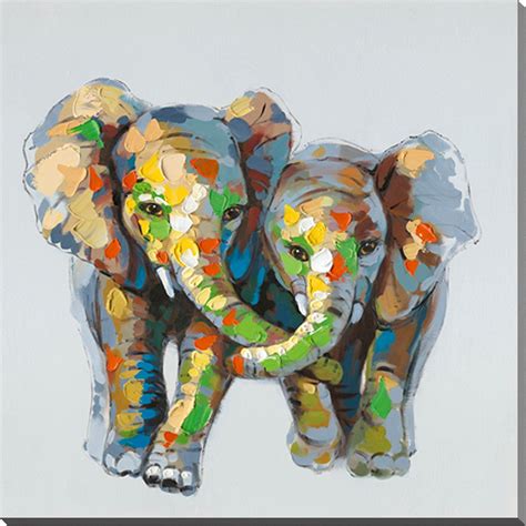 Colourful oil painting of elephants. | Peinture, Art éléphant, Image d ...