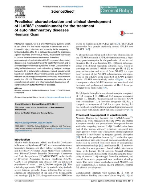 (PDF) Preclinical characterization and clinical development of ILARIS (R) (canakinumab) for the ...