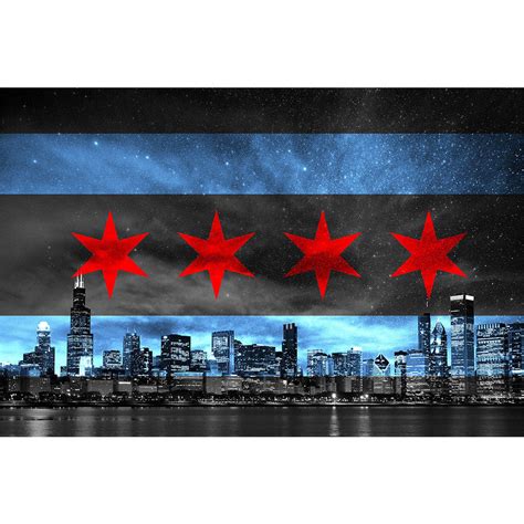 Chicago Skyline Flag Glow Wall Graphic - Zapwalls