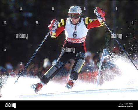 1988 Calgary Winter Olympics. Slalom Women 26.02.1988. Blanca Fernandez ...