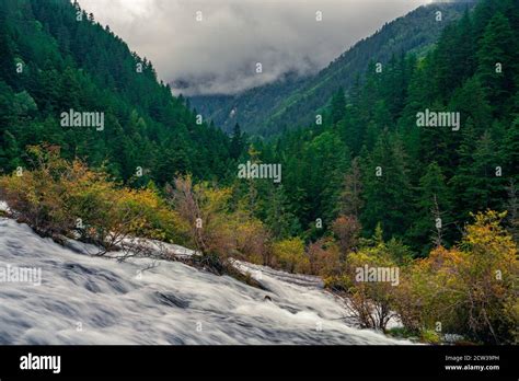 The waterfalls and small streams in Jiuzhai Valley, Sichuan province ...