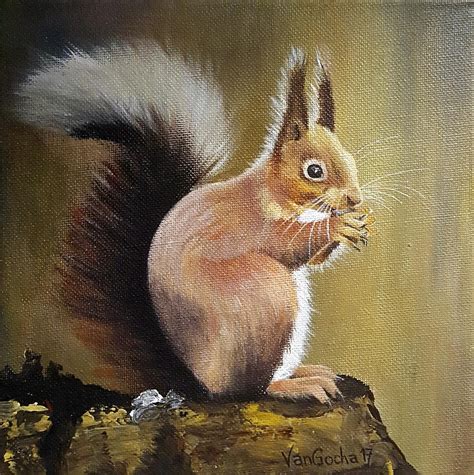 Red Squirrel Painting by Malgorzata Pieczonka pseud Vangocha | Fine Art America