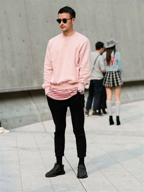 Pink Sweatshirt, Men's Pastel Wardrobe Ideas With Black Jeans, Style Pink outfit | Men's style ...