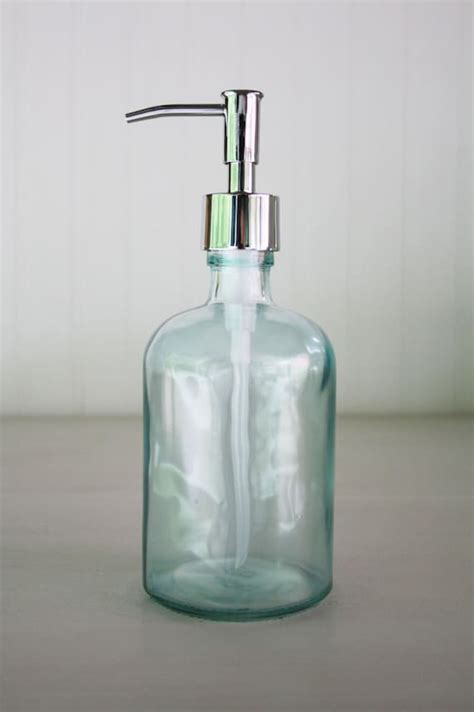 Recycled Glass Soap Dispenser Beach Sea Glass Baby Blue by Rail19