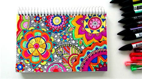 DRAW A COLOURFUL ZEN PATTERN (time-lapse) - YouTube