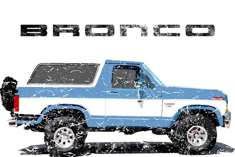 1986 Baby Blue Ford Bronco Poster Painting by Mason Adams - Pixels