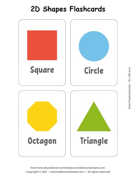 Free Printable 2D Shapes Flashcards Worksheet - kiddoworksheets