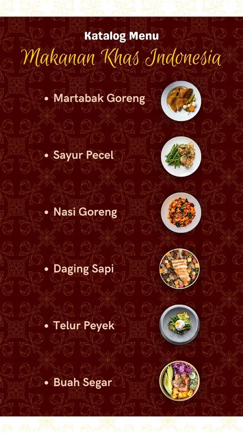 Download Template Desain Menu Makanan Khas Indonesia Merah Kuning Gratis