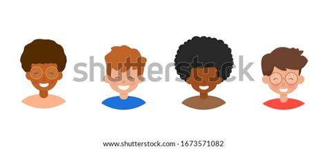 Kids Faces Set Cute Multiracial Smiling Stock Vector (Royalty Free) 1673571082 | Shutterstock