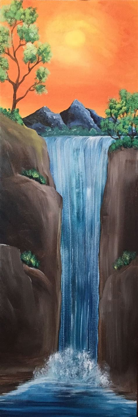 Beautiful Waterfall | Canvas art painting, Waterfall paintings, Painting art projects