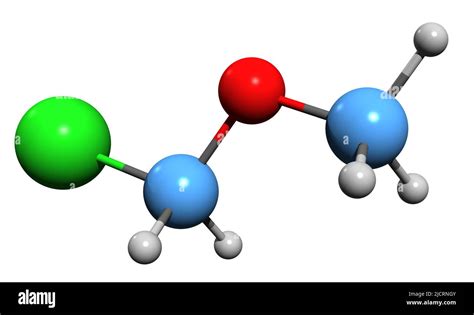 3D image of Chloromethyl methyl ether skeletal formula - molecular chemical structure of CMME ...