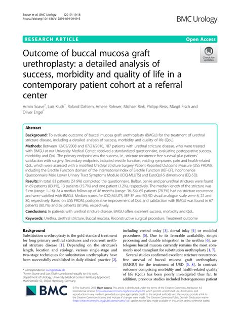 (PDF) Outcome of buccal mucosa graft urethroplasty: A detailed analysis ...