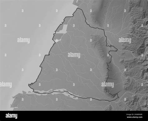 Changhua, county of Taiwan. Grayscale elevation map with lakes and rivers Stock Photo - Alamy