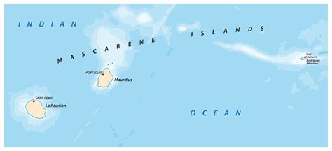 Vector Map Of The Mascarene Islands Mauritius Reunion Rodrigues Stock Illustration - Download ...